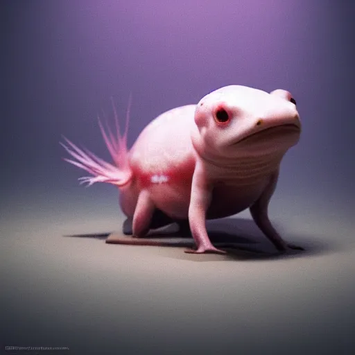 Image similar to a closeup shot of an axolotl, dramatic lighting, cinematic, extremly high detail, photorealistic, cinematic lighting, artstation