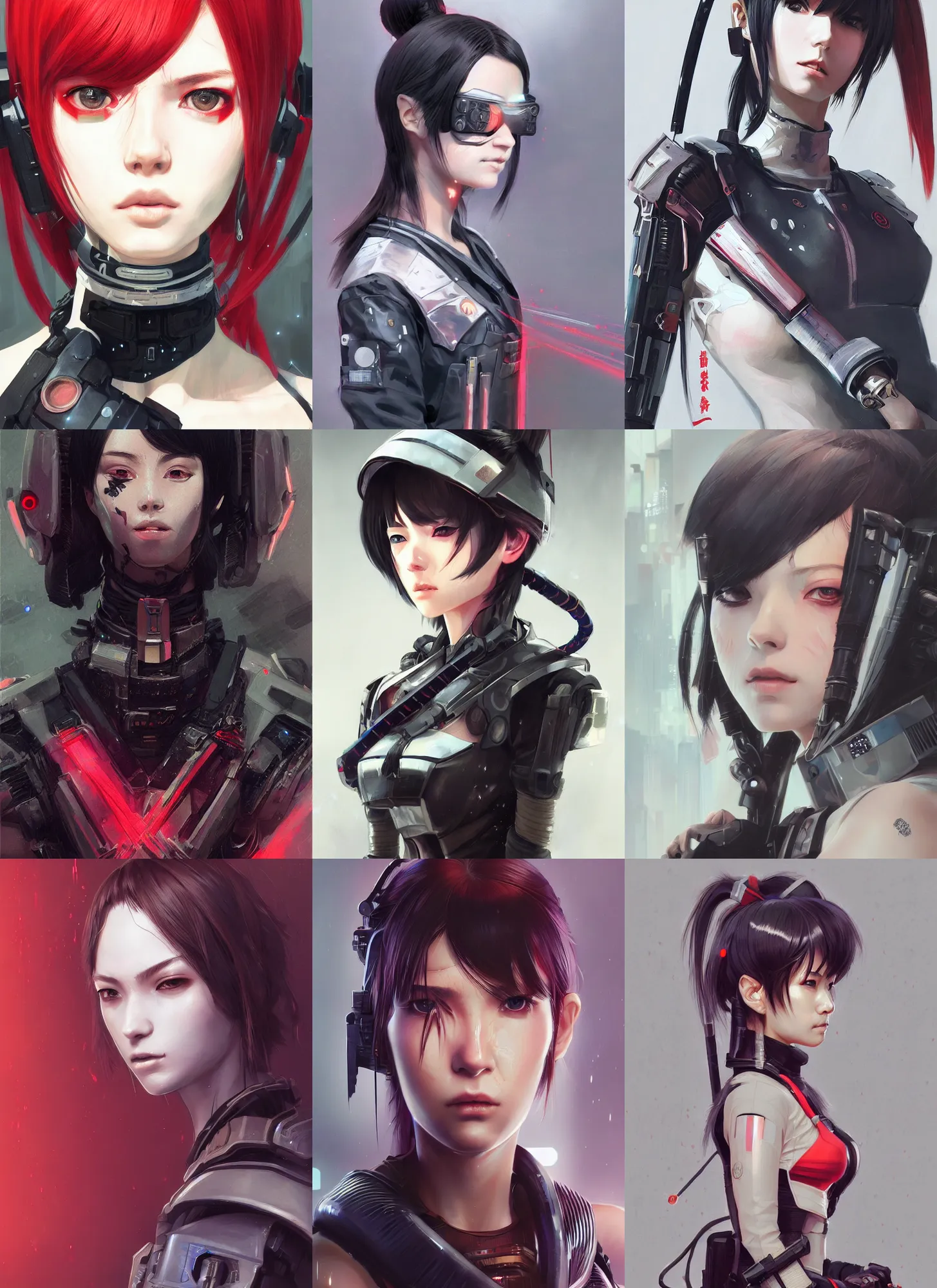 Prompt: detailed portrait of cyberpunk girl samurai, combat pose, laser sword, cyberpunk techwear, trending on artstation, elite, elegant, luxury, by ilya kuvshinov, krenz cushart, junji ito, perfect face, fine details, realistic shaded, fine - face, pretty face