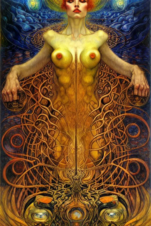 Image similar to Divine Chaos Engine by Karol Bak, Jean Delville, William Blake, Gustav Klimt, and Vincent Van Gogh, symbolist, visionary