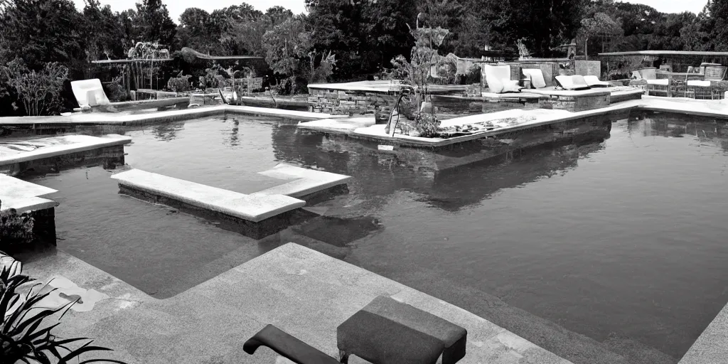 Image similar to pool, black and white,