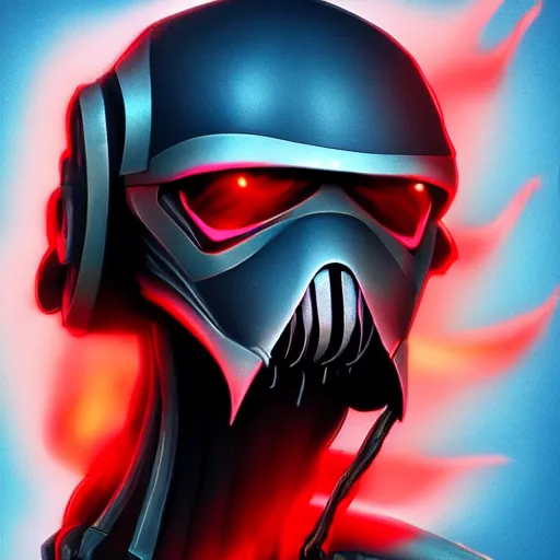 Prompt: general grievous from star wars head coming out of a red mist, trending on artstation, profile pic, centered, accurate anatomy, highly detailed, digital art,