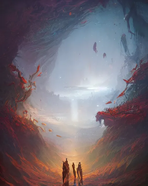 Prompt: the fall of summer, detailed seasons painting of irreconcilable personification by anato finnstark, noah bradley, raymond swanland, and steven belledin, cinematic lighting, highly detailed, digital painting, trending on artstation, pixiv, concept art, sharp focus, illustration