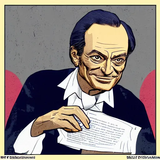 Prompt: Richard Feynman in Russia colored