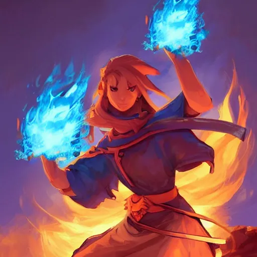 Image similar to the female blue mage casting a fire ball, fantasy art heartstone video game icon, 2 d game art gta cover, official fanart behance hd artstation by jesper ejsing, by rhads, makoto shinkai and lois van baarle, ilya kuvshinov, rossdraws