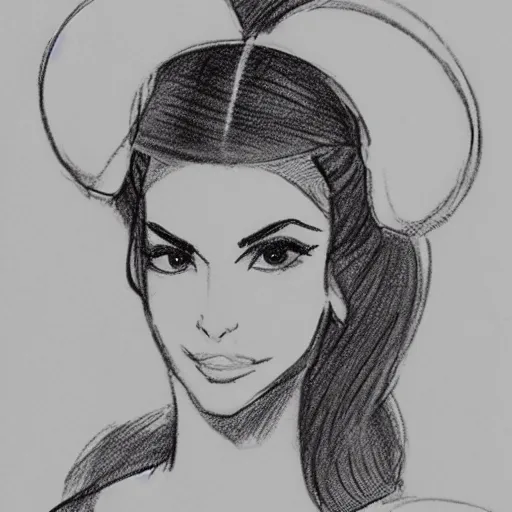 Image similar to milt kahl sketch of victoria justice as princess padme from star wars episode 3