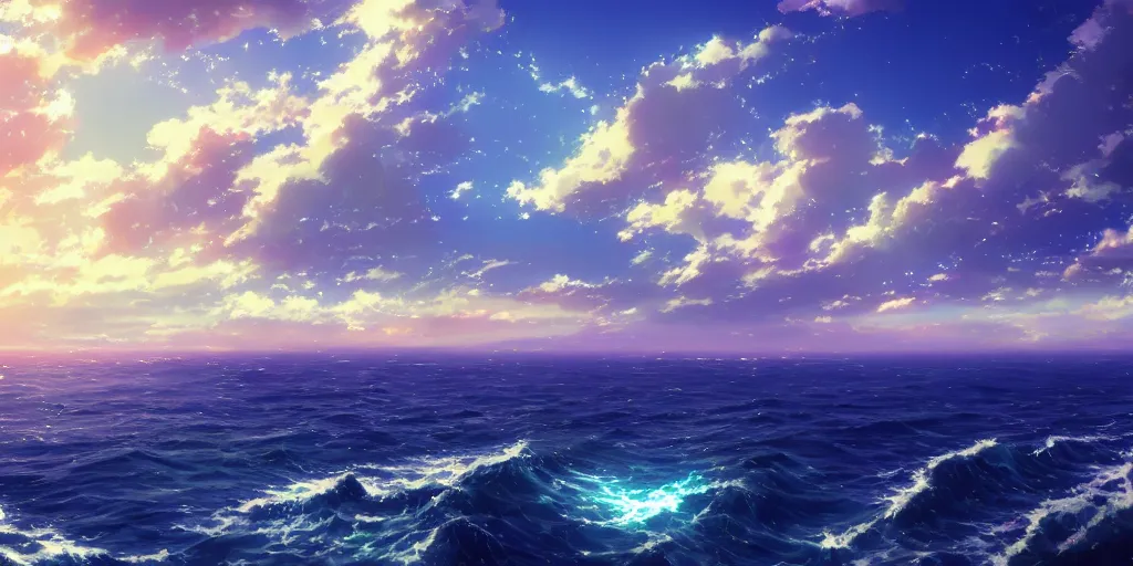 Image similar to a stunning ocean horizon by makoto shinkai