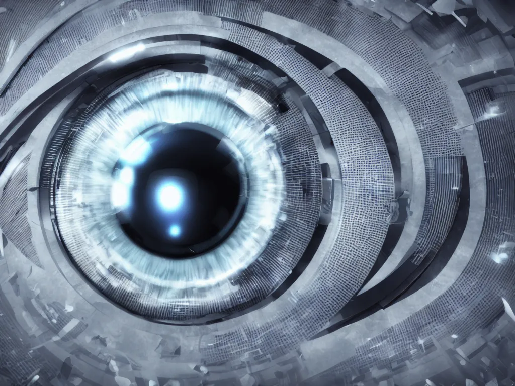 Prompt: a futuristic eye with soundwaves, photorealistic octane render, hyper detailed, hyper realistic