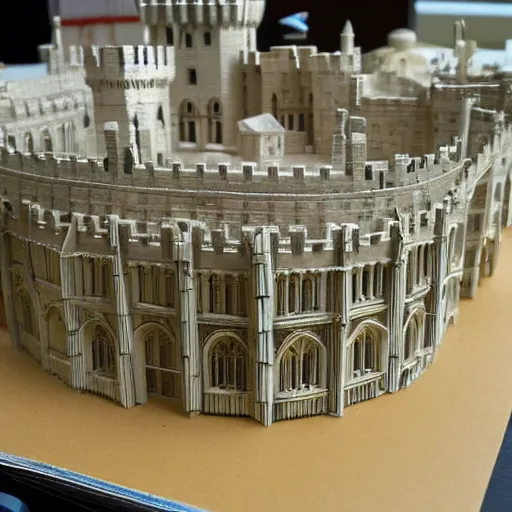 Image similar to a model of windsor castle made of paper clips