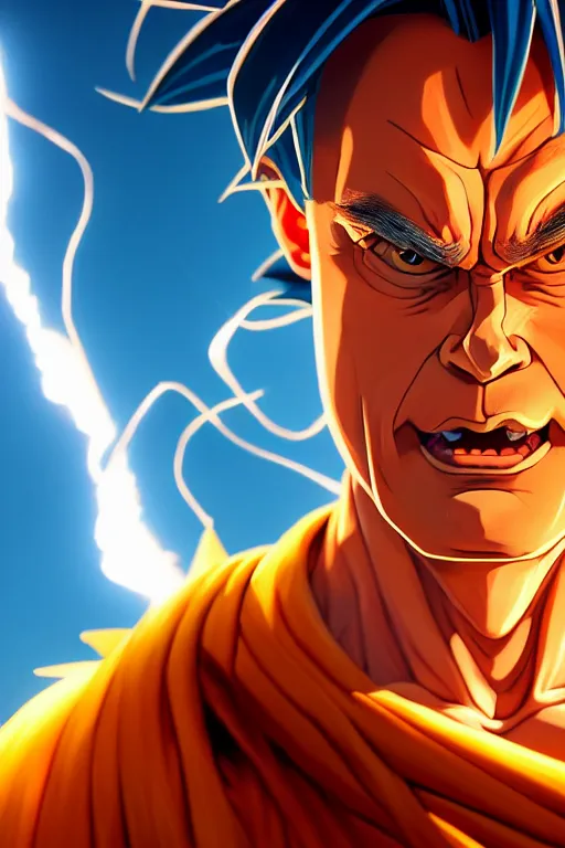 Image similar to a highly detailed beautiful portrait of Viktor Orban reaching super saiyan level 3, highly detailed, 2d game fanart behance hd by Jesper Ejsing, by RHADS, Makoto Shinkaih and Lois van baarle, ilya kuvshinov, rossdraws global illumination, cinematic, hyper-realistic, depth of field, coherent, high definition, 8k resolution octane renderer, artstation