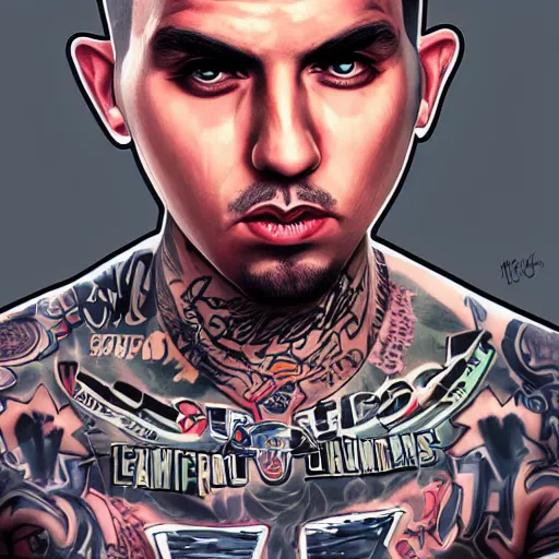 Image similar to Travis barker in the style of gta san andreas in the style of artgerm, rossdraws