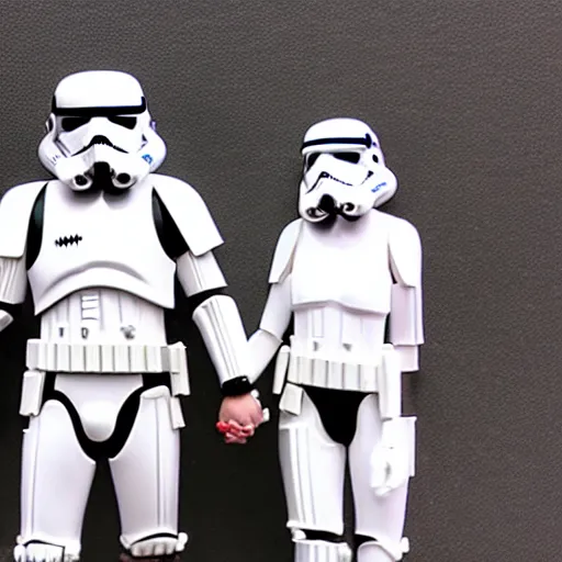 Image similar to stormtrooper holding hands with an Anime girl