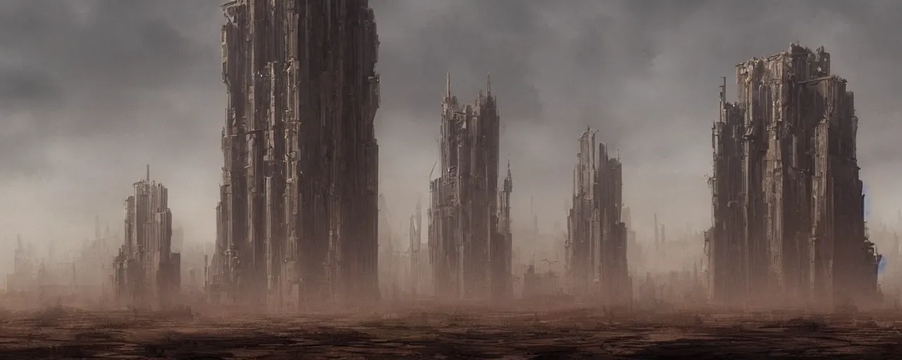 Prompt: tower!!!!!!!!, towers!!!!!!!!, babel!!!!!!!!!!, babylon!!!!!!!!!!, derelict, tall, ancient, atmospheric, beautiful, concept art, desert, civilisation, artstation, hazy, matte painting, highly detailed, volumetric lighting, rays, moody, golden hour, dawn, octane render, digital art, global illumination, city, burning