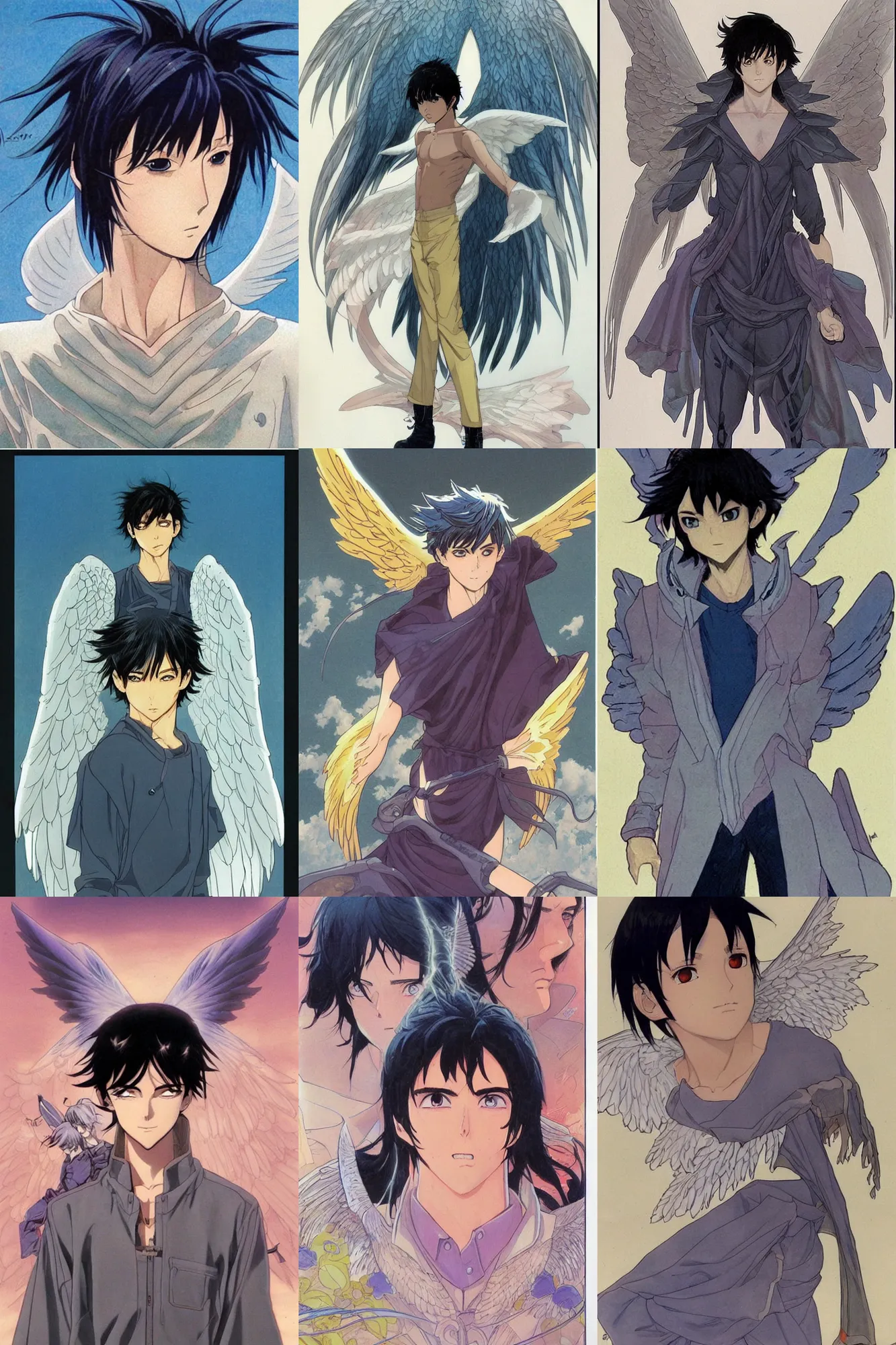 anime boys with black hair angel