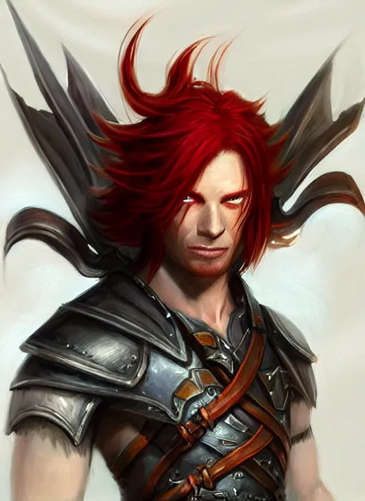 Prompt: red hair male, ultra detailed fantasy, dndbeyond, bright, colourful, realistic, dnd character portrait, full body, pathfinder, pinterest, art by ralph horsley, dnd, rpg, lotr game design fanart by concept art, behance hd, artstation, deviantart, hdr render in unreal engine 5