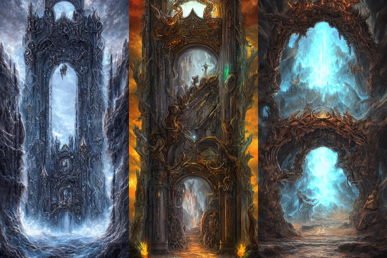 Prompt: The gate to the eternal kingdom of Thunder, fantasy, digital art, HD, detailed.