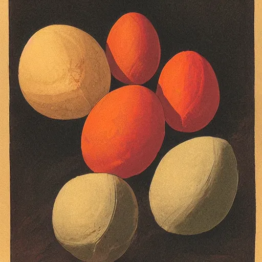 Image similar to color poster of dragon eggs, by adolphe millot