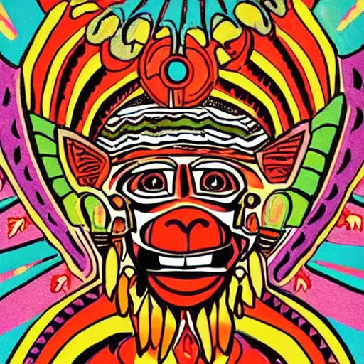 Image similar to aztec art of a monkey vomiting