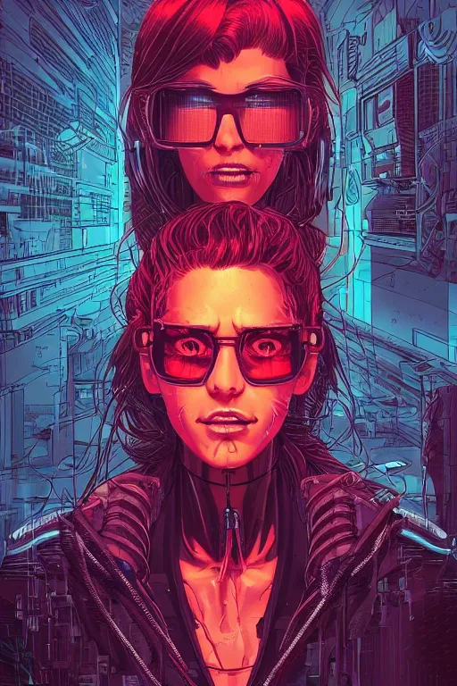 Prompt: portrait of a cyberpunk girl with a ribbed biomechanic parts and neon light, illustrated by Laurie Greasley and Michael Whelan and Igor Morski, crepy ambiance, highly detailed, trending on artstation