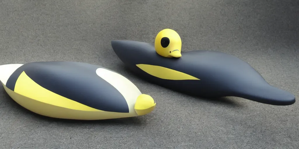 Prompt: Duck shaped spaceship, elegant, smooth shapes