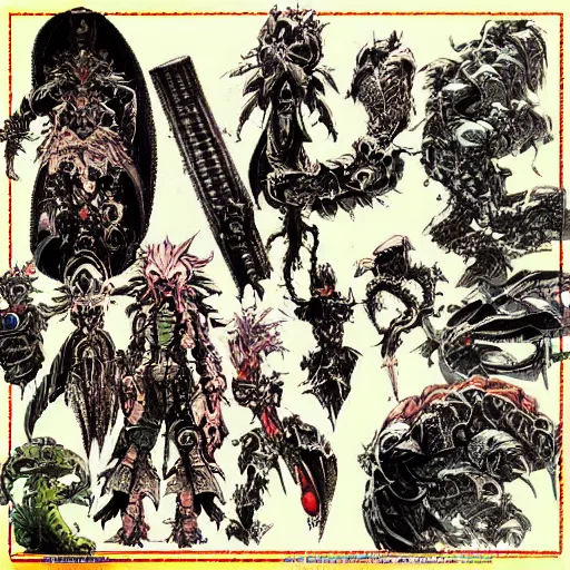 Prompt: “ character design made by yoshitaka amano ”