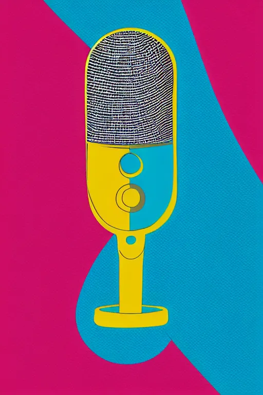 Prompt: minimalist boho style art of a colorful microphone, illustration, vector art