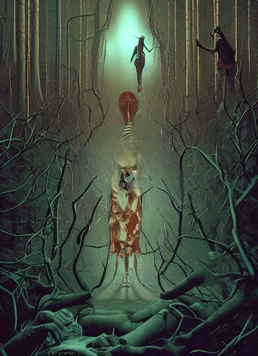 Image similar to poster artwork by Michael Whelan and Tomer Hanuka, Karol Bak of the windigo, from scene from Twin Peaks, clean