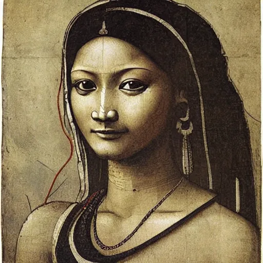 Image similar to nepali woman painting by leonardo da vinci