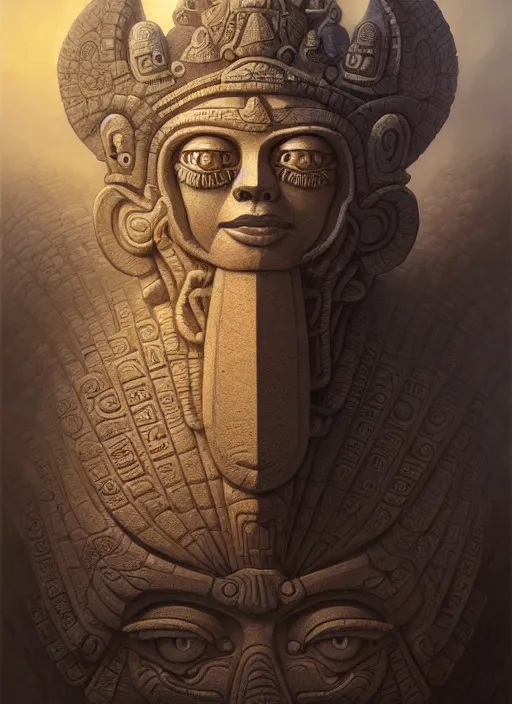 Image similar to wide angle shot inca calender stone carvings, intricate, elegant, highly detailed, centered, digital painting, artstation, concept art, smooth, sharp focus, illustration, artgerm, tomasz alen kopera, peter mohrbacher, donato giancola, joseph christian leyendecker, wlop, boris vallejo