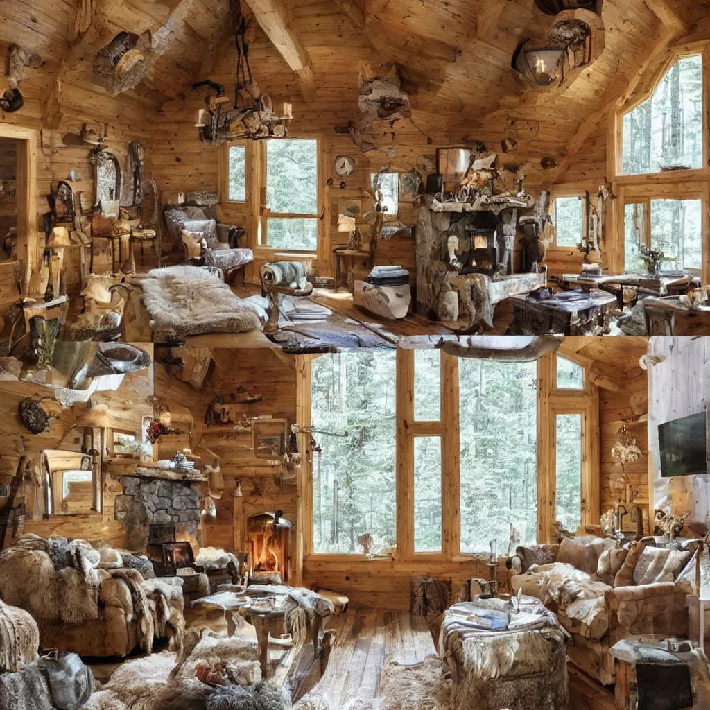 Prompt: a cozy cabin in the woods with a style inspired by fairy tale cottages