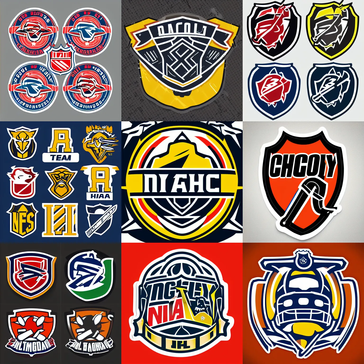 Prompt: “hockey team logo, nhl, sticker, highly detailed, colorful, illustration, smooth and clean vector curves, no jagged lines, vector art, logo has”