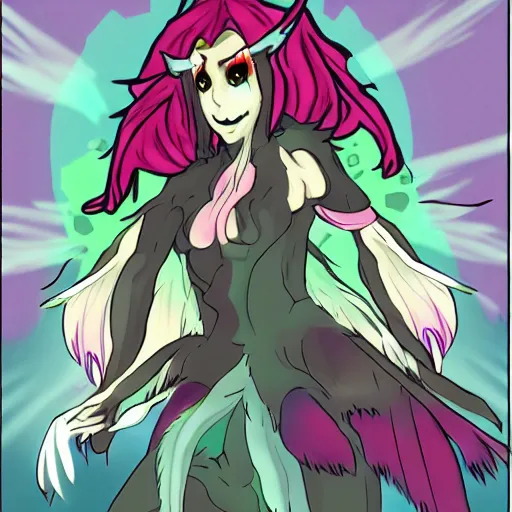 Image similar to Harpy monster girl in the style of Mon-musu Quest!