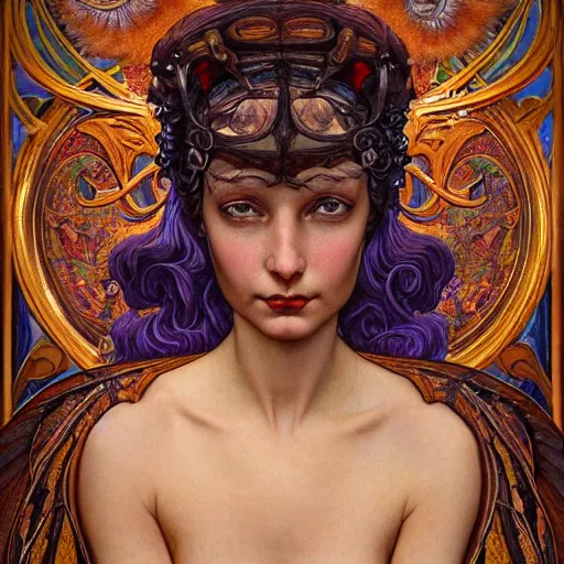 Prompt: masterpiece neoclassicist closeup renaissance portrait of an art nouveau fairy queen, glowing eyes. reflective detailed textures, moth wings, highly detailed fantasy science fiction painting by moebius and norman rockwell and donato giancola and nicholas roerich and tommy arnold, elaborate geometric ornament, dark fantasy, ancient runes, silver and cool colors. artstation