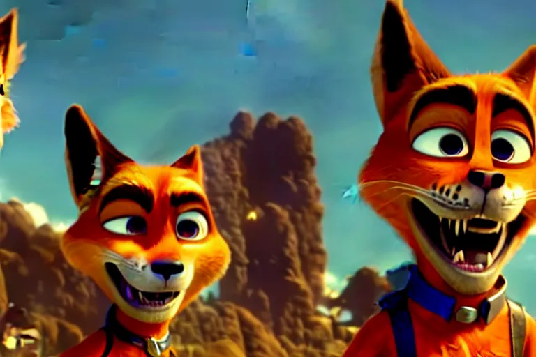 Image similar to nick wilde, heavily armed and armored facing down armageddon in a dark and gritty reboot from the makers of mad max : fury road : witness me