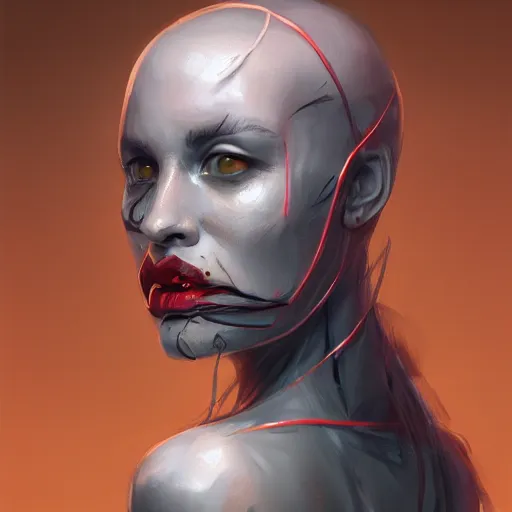 Image similar to Female death. Holding a head. kodachrome, high contrast, highly detailed, sharp focus, digital painting, concept art, illustration, trending on artstation