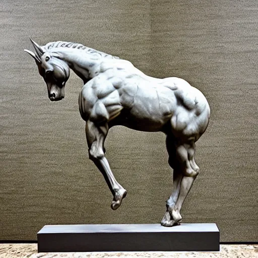 Prompt: a sculpture of a centaur by Michelangelo