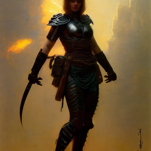 Image similar to a full body portrait of a good - lookiung girl wearing ninja armor, high detail, cleary see face, by gaston bussiere, bayard wu, greg rutkowski, odd nerdrum, maxim verehin, dan dos santos, masterpiece, sharp focus, cinematic lightning - h 8 6 8