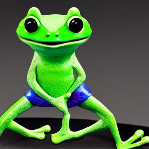 Image similar to a photo of a frog with muscles standing on two feet and lifting planet earth on its hands