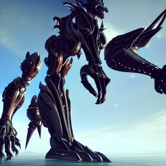 Image similar to highly detailed giantess shot, looking up at a giant 500 foot tall beautiful stunning saryn prime female warframe, as a stunning anthropomorphic robot female dragon, looming over you, walking toward you, detailed warframe legs towering over, camera looking up, posing elegantly, sharp claws, robot dragon feet, intimidating, proportionally accurate, anatomically correct, two arms, two legs, camera close to the legs and feet, giantess shot, warframe fanart, ground view shot, cinematic low shot, high quality, captura, realistic, professional digital art, high end digital art, furry art, macro art, giantess art, anthro art, DeviantArt, artstation, Furaffinity, 3D realism, 8k HD render, epic lighting, depth of field