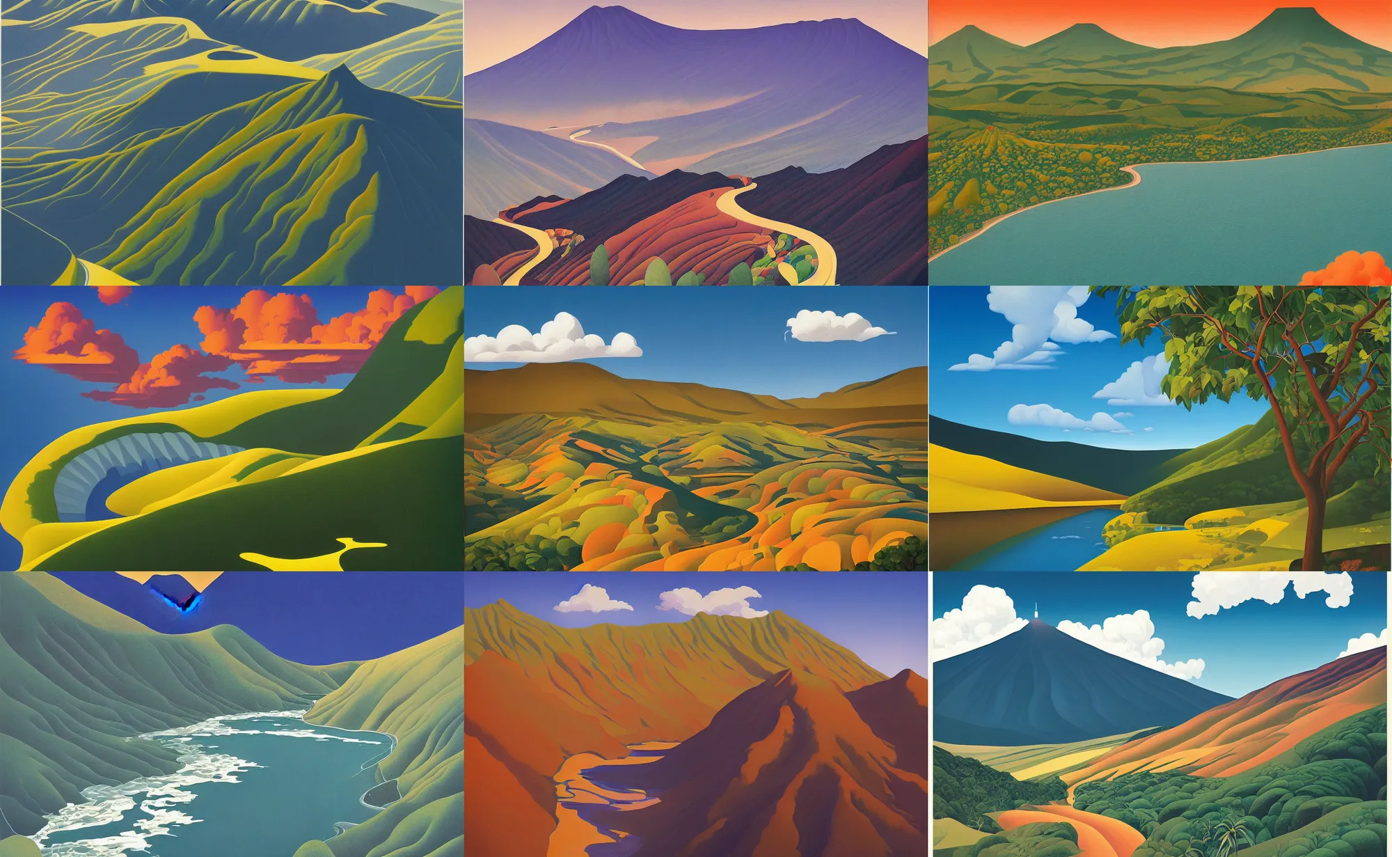 Prompt: a beautiful landscape of reunion island painting by kenton nelson, ( ( ( by victo ngai ) ) ), trending on artstation