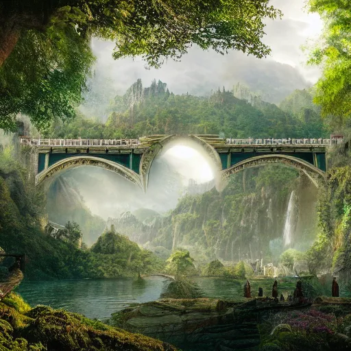 Image similar to Matte painting of Rivendell 4K