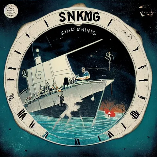 Image similar to sinking ship cinema clocks album cover