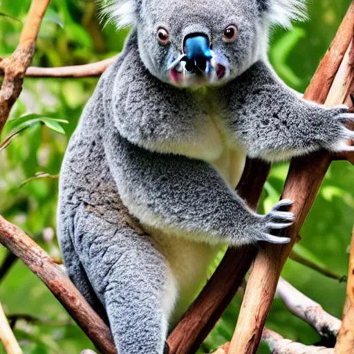 Prompt: photo of koala wearing a top hat,