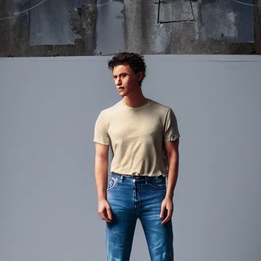 Prompt: man wear a high waist jeans