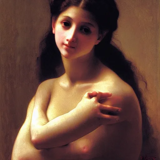 Image similar to portrait of a robot by william bouguereau