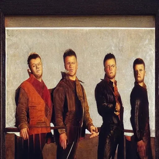 Image similar to westlife on stage art by leonardo da vinci