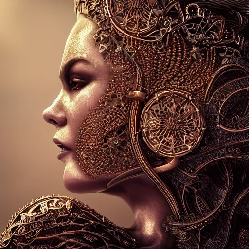 Image similar to the queen of metal, 4 k, intricate detailed, jaw dropping, gorgeous, surreal, octane render