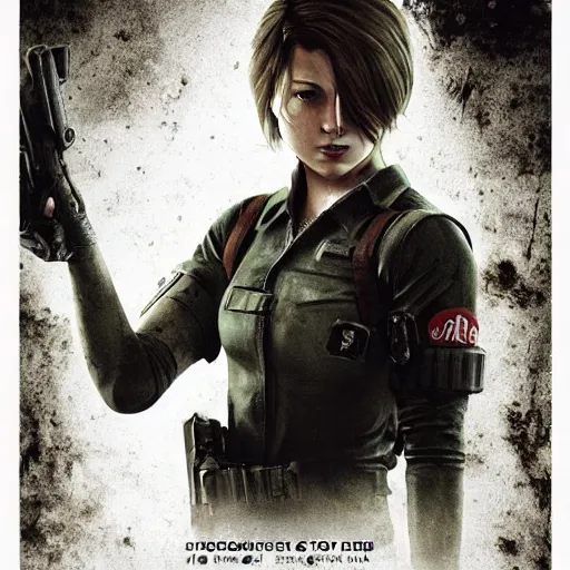 Image similar to eveline character poster from game resident evil 7, poster by capcom art team