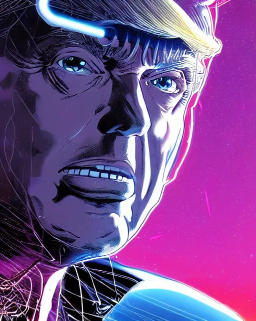 Prompt: portrait of trump, cybernetic enhancements, art by makoto shinkai and alan bean, yukito kishiro