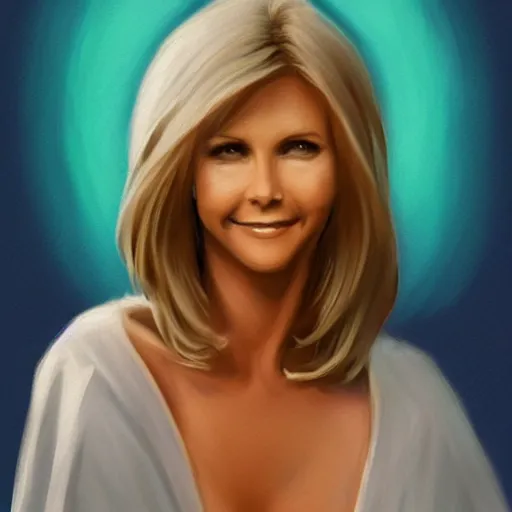 Prompt: Olivia Newton John as an angel, artstation.