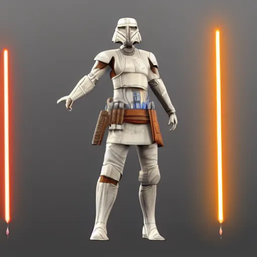 Image similar to 3 d render of a jedi knight from the old republic era rendered by unreal engine 5